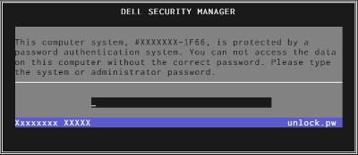 Dell 1F66 Master Password Screen Image