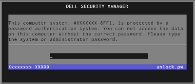 Dell 6F11 Master Password Screen Image