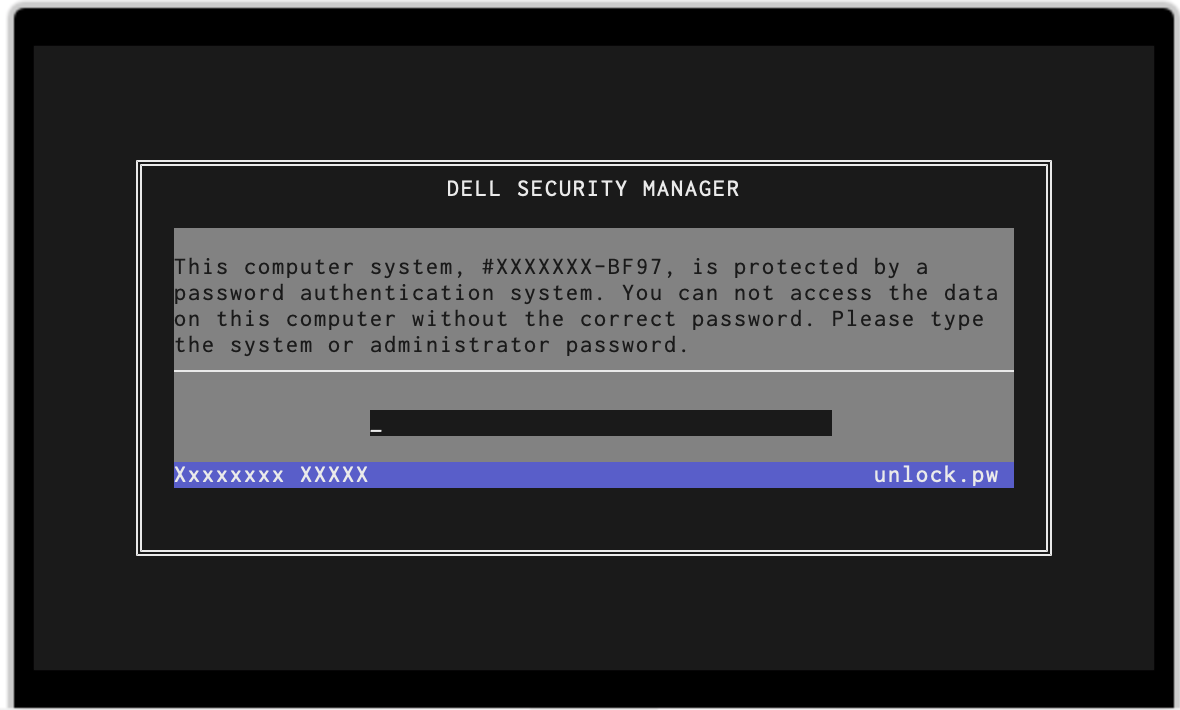 Dell BF97 Master Password Screen Image